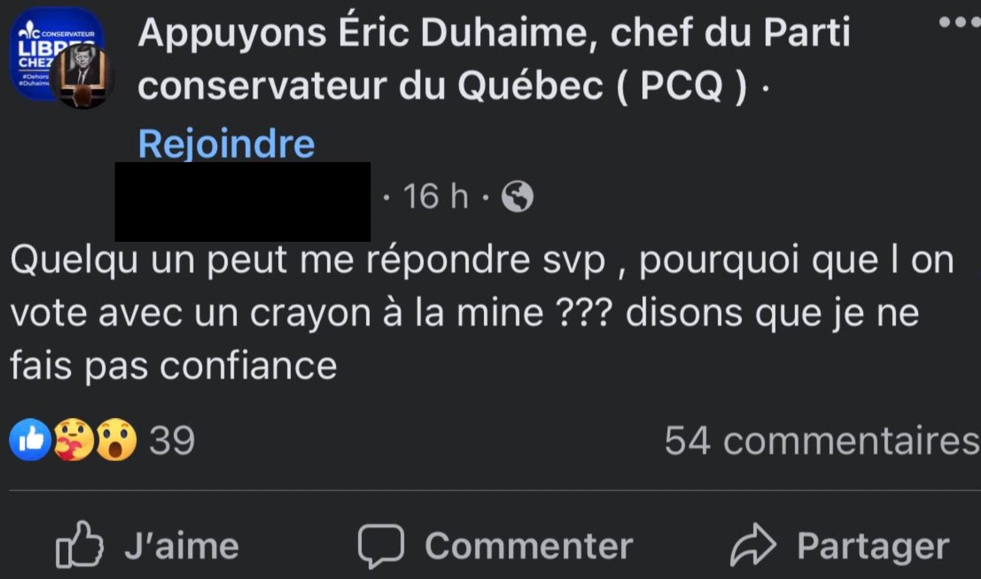 Capture d'écran Facebook