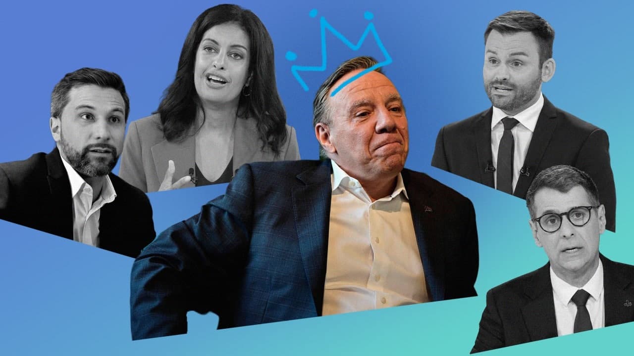 Gabriel Nadeau-Dubois, Dominique Anglade, François Legault, Paul St-Pierre Plamondon et Éric Duhaime