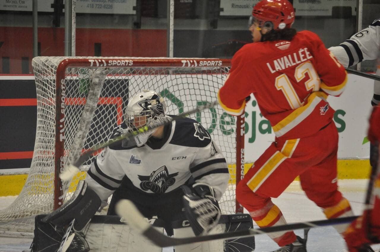 Charles-Antoine Lavallée tente de déranger le gardien de l’Océanic, Patrik Hamrla.