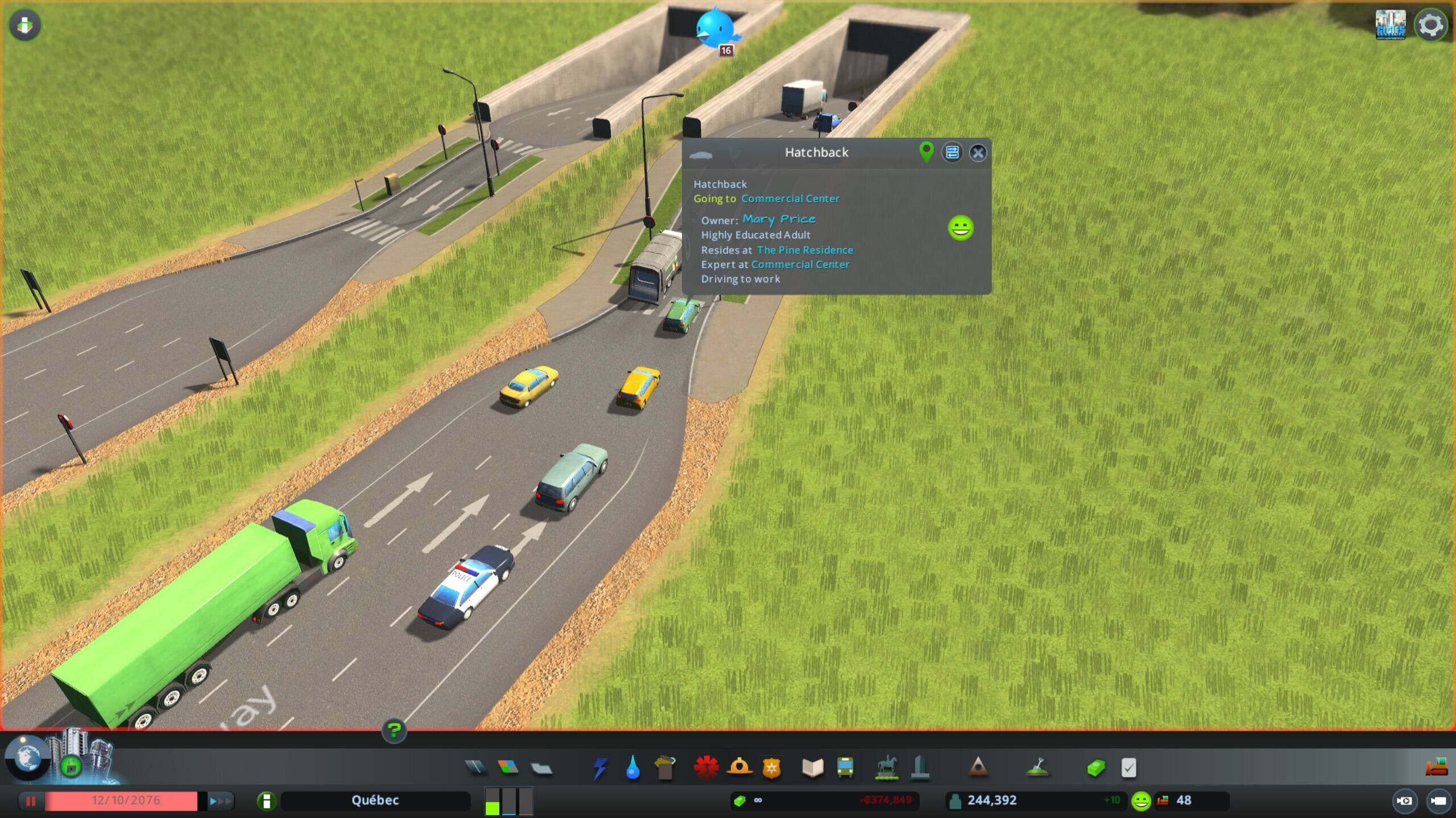 Il est possible de connaître la destination de chaque citoyen dans Cities: Skylines.